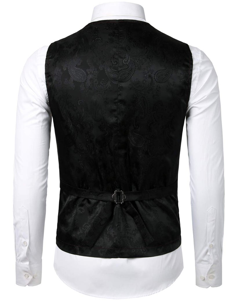 ZEROYAA Mens Hipster Silver Paisley Single Breasted Suit Dress Vest/Tuxedo Waistcoat Z49 Silver Large - Image 2